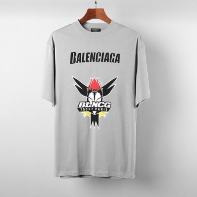 Balenciaga  Mm/Wm Logo Cotton Short Sleeved Tshirts Gray - 발렌시아가 2021 남/녀 로고 코튼 반팔티 Bal01082x Size(xs - m) 그레이