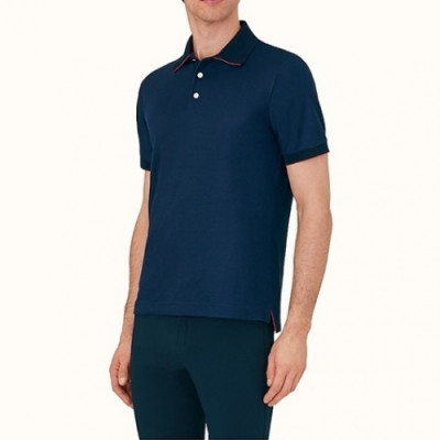 Hermes  Mens Crew-neck Short Sleeved Tshirts Orange Navy - 에르메스 2021 남성 크루넥 반팔티 Her0663x Size(m - 3xl) 네이비