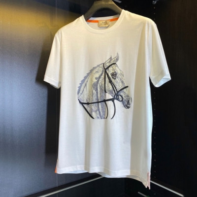 Hermes  Mens Crew-neck Short Sleeved Tshirts White - 에르메스 2021 남성 크루넥 반팔티 Her0669x Size(m - 3xl) 화이트