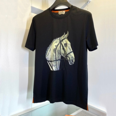 Hermes 2021 Mens Crew-neck Short Sleeved Tshirts - 에르메스 2021 남성 크루넥 반팔티 Her0670x Size(m - 3xl) 블랙