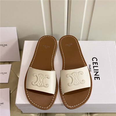 Celine 2021 Women's Leather Slipper,CELS0014 - 셀린느 2021 여성용 레더 슬리퍼,Size(225-250),화이트