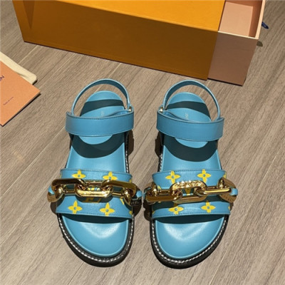 Louis Vuitton 2021 Women's Leather Sandal,LOUS2129 - 루이비통 2021 여성용 레더 샌들,Size(225-250),블루