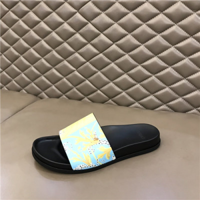 Versace 2021 Men's Leather Slipper,VERS0580 - 베르사체 2021 남성용 레더 슬리퍼,Size(240-270),블랙