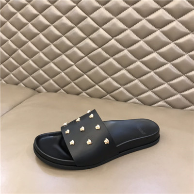 Versace 2021 Men's Leather Slipper,VERS0586 - 베르사체 2021 남성용 레더 슬리퍼,Size(240-270),블랙