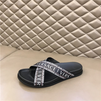 Versace 2021 Men's Leather Slipper,VERS0591 - 베르사체 2021 남성용 레더 슬리퍼,Size(240-270),블랙