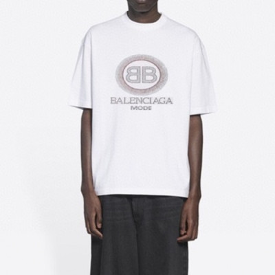 Balenciaga  Mm/Wm Logo Cotton Short Sleeved Tshirts White - 발렌시아가 2021 남/녀 로고 코튼 반팔티 Bal01114x Size(s - l) 화이트