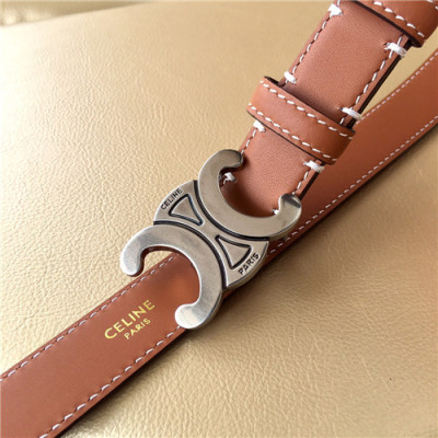 Celine 2021 Women's Leather Belt,2.5cm,CELBT0015 - 셀린느 2021 여성용 레더 벨트,2.5cm, 카멜