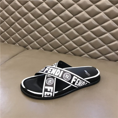 Fendi 2021 Men's Leather Slipper,FENS0387 - 펜디 2021 남성용 레더 슬리퍼,Size(240-270),블랙