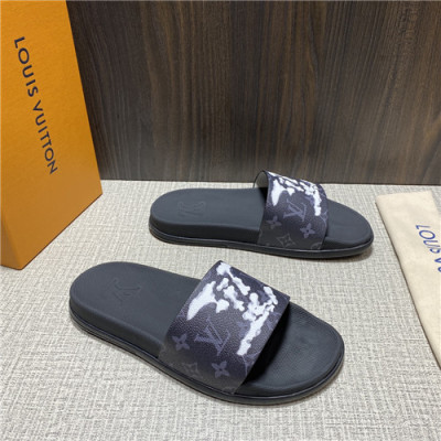 Louis Vuitton 2021 Men's Leather Slipper,LOUS2171 - 루이비통 2021 남성용 레더 슬리퍼,Size(240-270),블랙