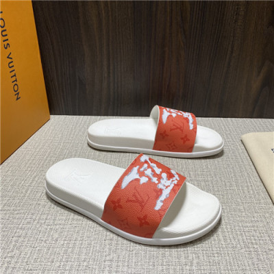 Louis Vuitton 2021 Men's Leather Slipper,LOUS2173 - 루이비통 2021 남성용 레더 슬리퍼,Size(240-270),레드