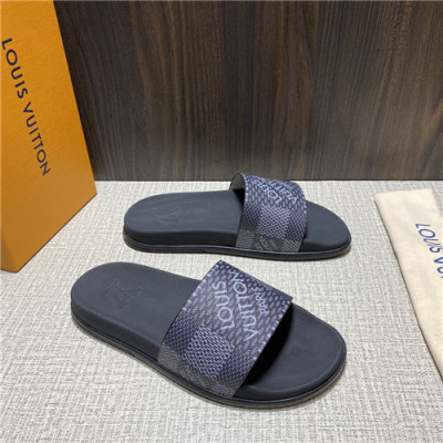 Louis Vuitton 2021 Men's Leather Slipper,LOUS2177 - 루이비통 2021 남성용 레더 슬리퍼,Size(240-270),닥크그레이