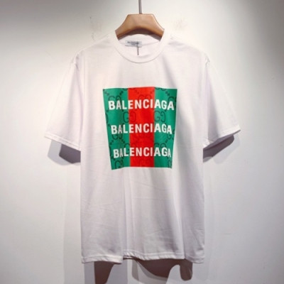 [매장판]Balenciaga  Mm/Wm Logo Cotton Short Sleeved Tshirts White - 발렌시아가 2021 남/녀 로고 코튼 반팔티 Bal01083x Size(xs - l) 화이트