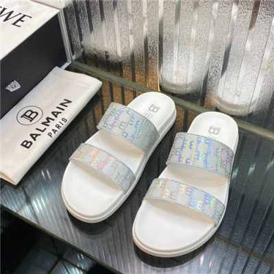 Balmain 2021 Men's Leather Slipper,BALMS0029 - 발망 2021 남성용 레더 슬리퍼,Size(240-270),화이트