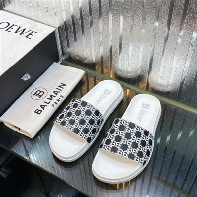 Balmain 2021 Men's Leather Slipper,BALMS0036 - 발망 2021 남성용 레더 슬리퍼,Size(240-270),화이트