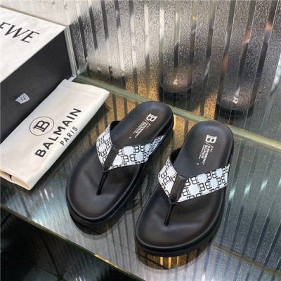 Balmain 2021 Men's Leather Slipper,BALMS0043 - 발망 2021 남성용 레더 슬리퍼,Size(240-270),블랙