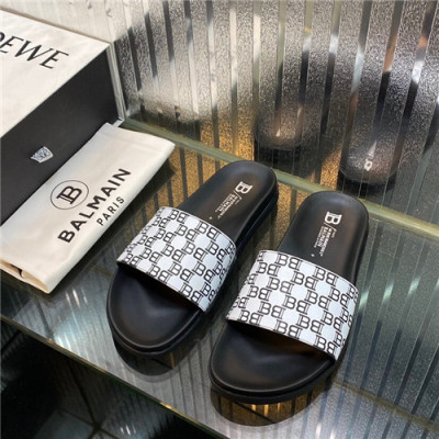 Balmain 2021 Men's Leather Slipper,BALMS0044 - 발망 2021 남성용 레더 슬리퍼,Size(240-270),블랙