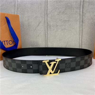 Louis Vuitton 2021 Men's Leather Belt,3.5cm,LOUBT0224 - 루이비통 2021 남성용 레더 벨트,3.5cm,블랙