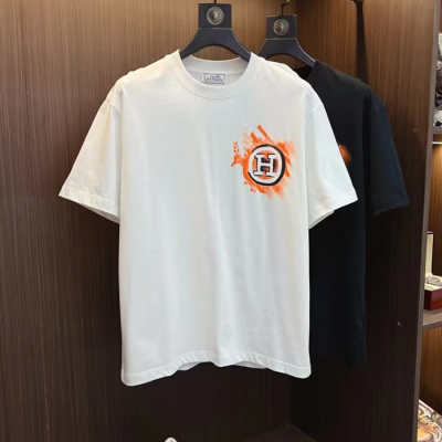 Hermes  Mens Crew-neck Short Sleeved Tshirts White - 에르메스 2024 남성 크루넥 반팔티 Her0674x Size(m - 3xl) 화이트