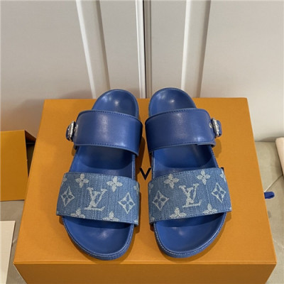 Louis Vuitton 2021 Women's Leather Slipper,LOUS2232 - 루이비통 2021 여성용 레더 슬리퍼,Size(225-250),블루