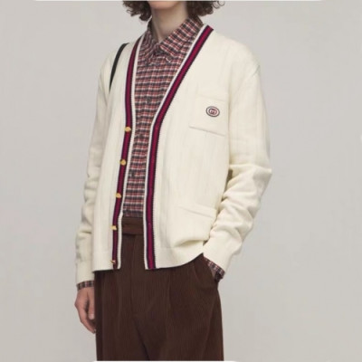 Gucci  Mm/Wm Trendy V-neck Cardigan Ivory - 구찌 2021 남/녀 트렌디 브이넥 가디건 Guc03972x Size(s - 2xl) 아이보리