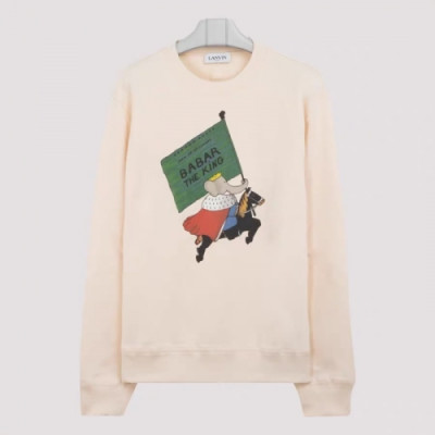 LANVIN Unisex Tshirts Ivory - 랑방 2021 남/녀 로고 후드티 - Lan06x