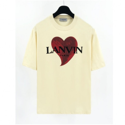 LANVIN Unisex Tshirts Ivory - 랑방 2021 남/녀 로고 반팔티 - Lan10x