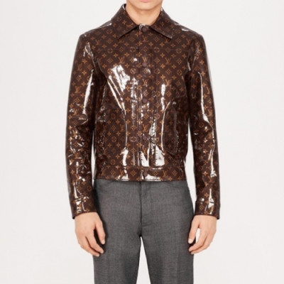 Louis vuitton  Mens Logo Leather Jackets Brown - 루이비통 2021 남성 로고 가죽 자켓 Lou03610x Size(m - 3xl) 브라운