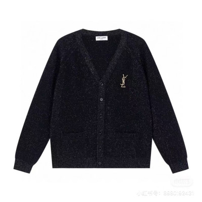 입생로랑 남/녀 블랙 브이넥 가디건 - Saint laurent Unisex Black Cardigan - ysl428x