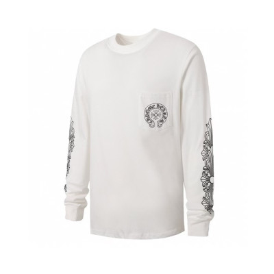 크롬하츠 남성 화이트 긴팔티 - Chrome Hearts Mens Wihte Tshirts - chr0423x