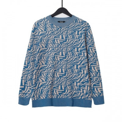 Fendi  Mens Logo Crew-neck Sweaters Blue - 펜디 2021 남성 로고 크루넥 울 스웨터 Fen01063x Size(xs - l) 블루