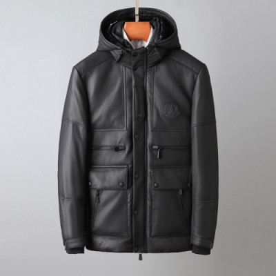 Moncler Mens Patch Logo Modern Leather Jackets Black - 몽클레어 2021 남성 패치 로고 모던 가죽 자켓 Moc02397x Size(m - 3xl) 블랙