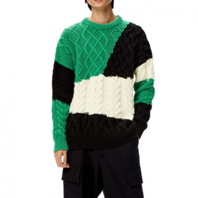 Loewe  Mens Logo Crew-neck Wool Sweaters Green - 로에베 2021 남성 로고 크루넥 울 스웨터 Loe0535x Size(m - 2xl) 그린