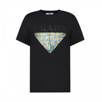 Prada  Unisex Logo Short Sleeved Tshirts Black - 프라다 2021 남/녀 로고 반팔티 Pra02549x Size(s - xl) 블랙