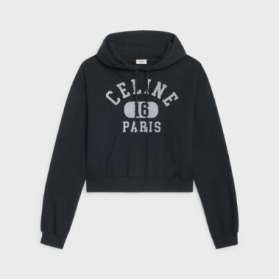 Celine  Womens Logo Cotton Hoodie Black - 셀린느 2021 여성 로고 코튼 후디 Cel0208x Size(s - l) 블랙