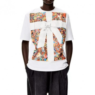 Loewe  Unisex Smile Short Sleeved Tshirts White - 로에베 2021 남/녀 폴로 반팔티 Loe0539x Size(xs - m) 화이트