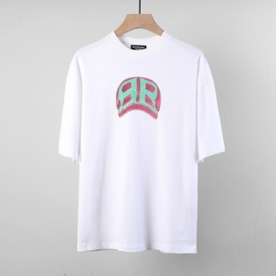 Balenciaga  Unisex Logo Cotton Short Sleeved Tshirts White - 발렌시아가 2021 남/녀 로고 코튼 반팔티 Bal01276x Size(xs - m) 화이트