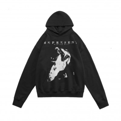 Represent  Mm/Wm Wolf Logo Cotton Hoodie - 리프리젠트 2021 남자 울프 로고 코튼 후드티 Rep0040x Size(s - xl) 블랙