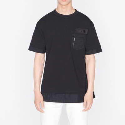 디올 남자 크루넥 블랙 반팔티 - Unisex Black Short-sleeved Tshirts - dio01670x