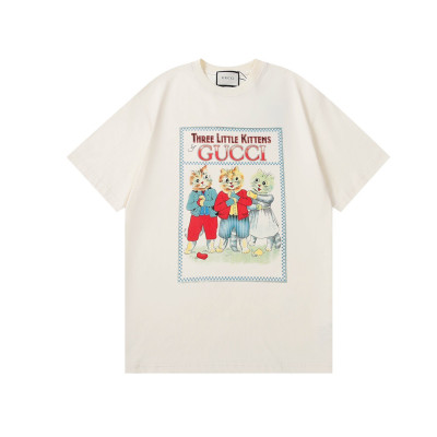 구찌 남자 크루넥 아이보리 반팔티 - Unisex Ivory Tshirts - guc04561x