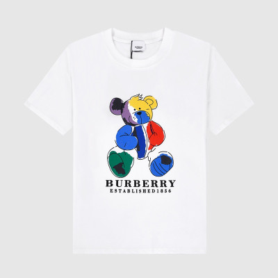 버버리 남자 크루넥 화이트 반팔티 - Unisex White Tshirts - bur04290x