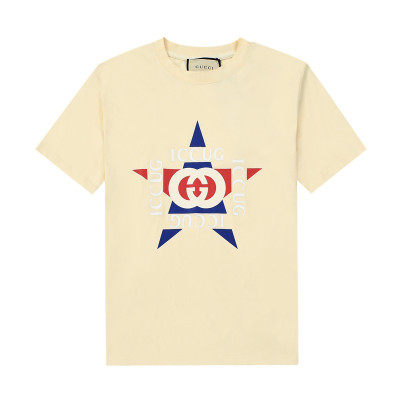 구찌 남자 크루넥 아이보리 반팔티 - Unisex Ivory Tshirts - guc04576x