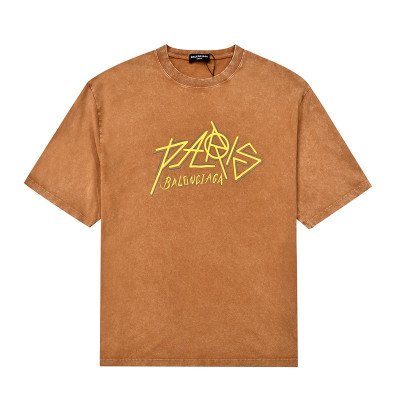 발렌시아가 남자 크루넥 카멜 반팔티 - Unisex Camel Tshirts - bal01284x