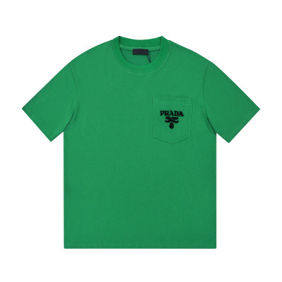 프라다 남자 크루넥 그린 반팔티 - Unisex  Green Tshirts - Pra02575x