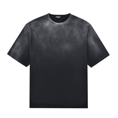 발렌시아가 남자 크루넥 블랙 반팔티 - Unisex Black Tshirts - bal01286x