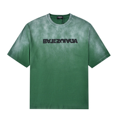 발렌시아가 남자 크루넥 그린 반팔티 - Unisex Green Tshirts - bal01287x