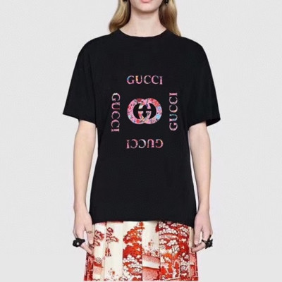 구찌 여성 크루넥 블랙 반팔티 - Womens Black Tshirts - guc04593x