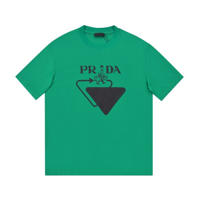 프라다 남성 크루넥 그린 반팔티 - Mens Green Tshirts - Pra02582x