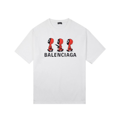 발렌시아가 남성 크루넥 화이트 반팔티 - Mens White Tshirts - bal01297x