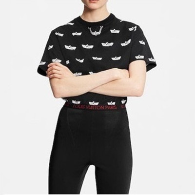 루이비통 여성 블랙 반팔티 - Louis vuitton Womens Black Tshirts - lou3948x