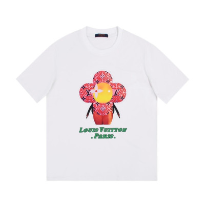 루이비통 남/여 크루넥 화이트 반팔티 - Unisex White Tshirts - lou03954x